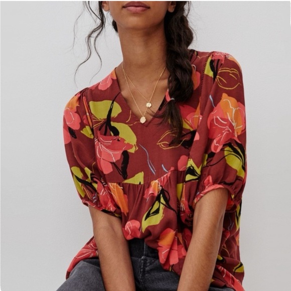 Anthropologie Tops - 42. Maeve Beth Dolman Multi Floral Tunic Blouse